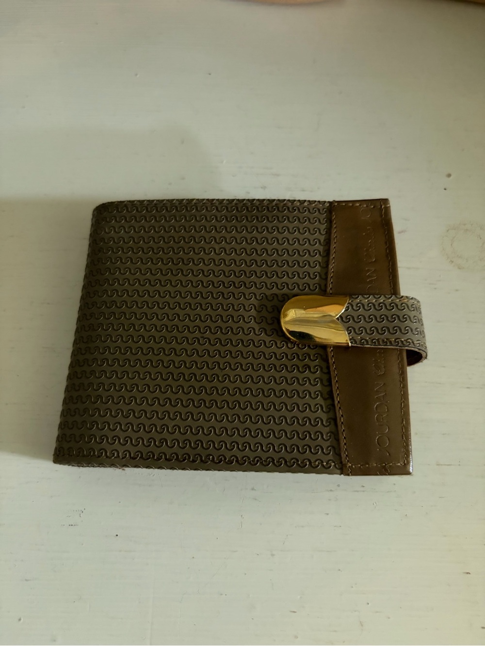 Charles Jourdan Men's Brown Patterned Wallet with Gold Accent